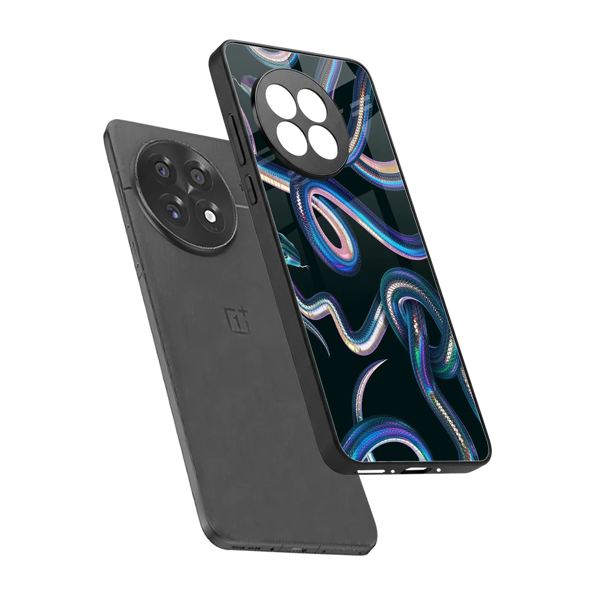 Snakes sleek oneplus 13r cover with tempered glass back and TPU edges