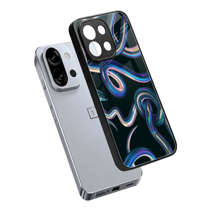Snakes sleek oneplus 13s cover with tempered glass back and TPU edges
