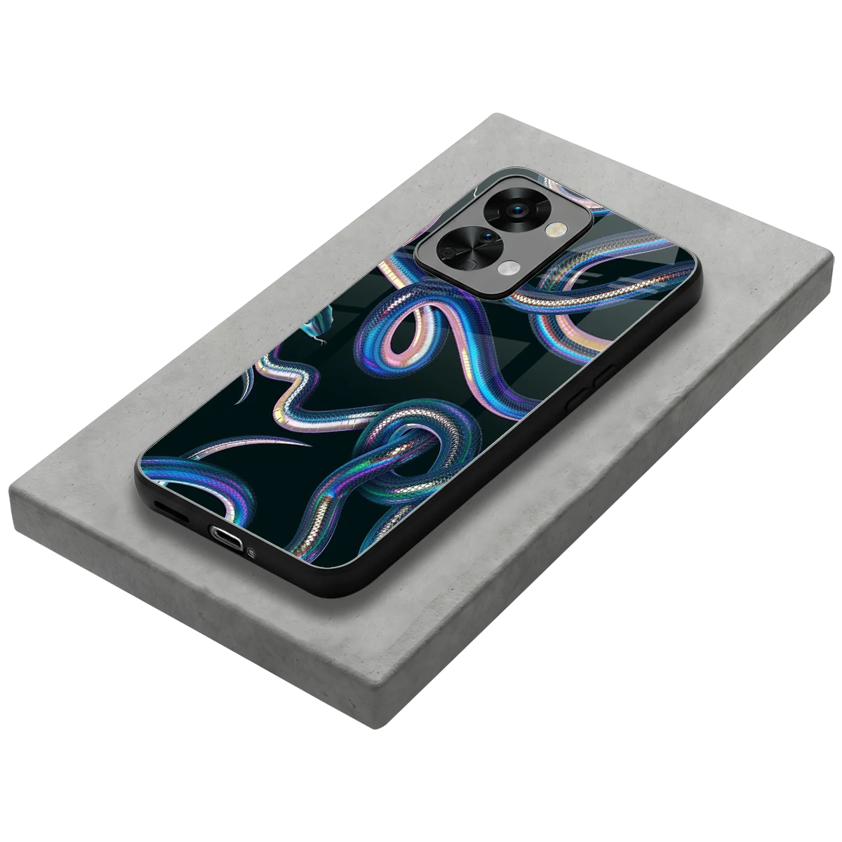 Snakes stylish phone case for oneplus nord 2t | glossy glass and slim fit