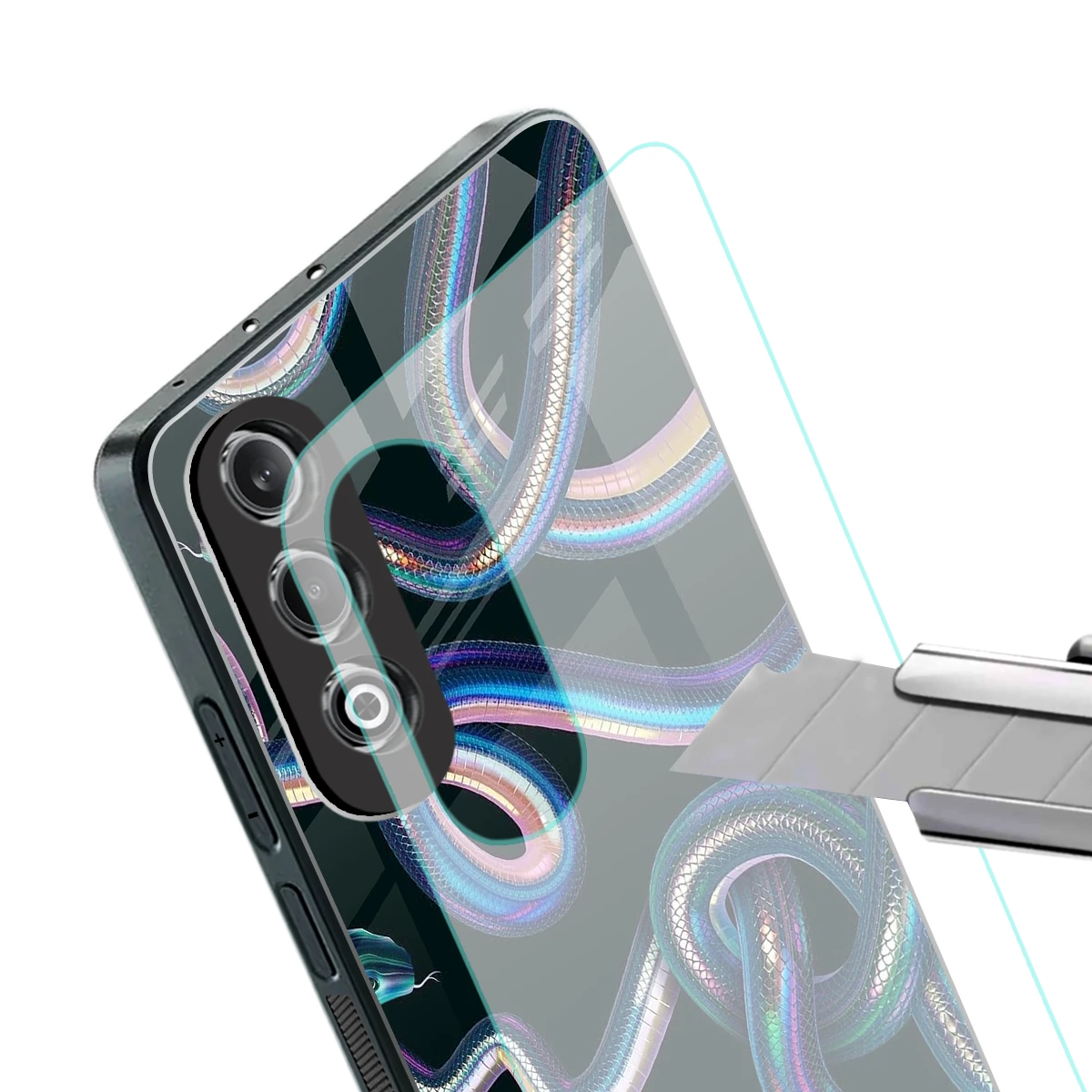 Snakes stylish phone case for oneplus nord ce 4 | glossy glass and slim fit