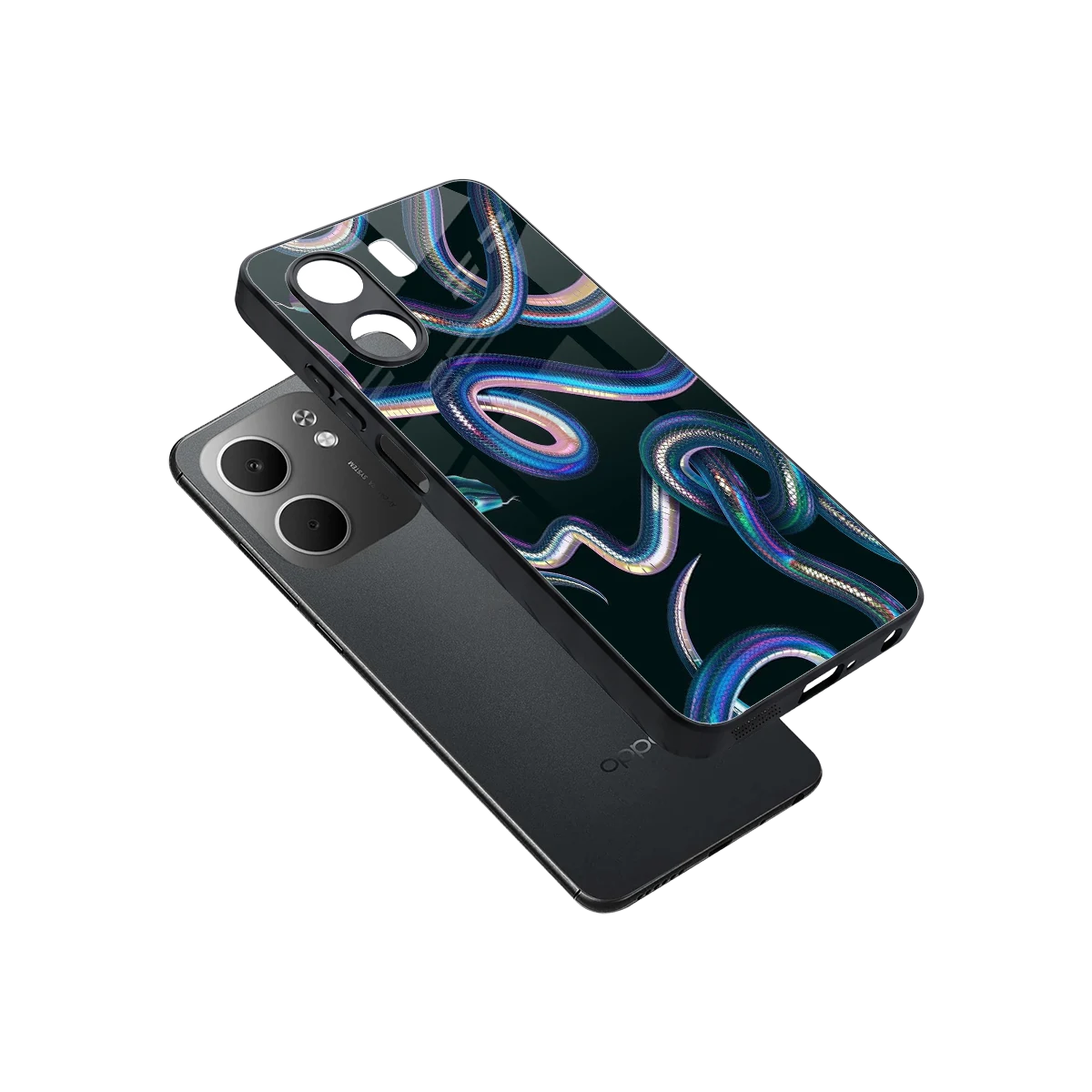 Snakes sleek oppo a5x 5g cover with tempered glass back and TPU edges