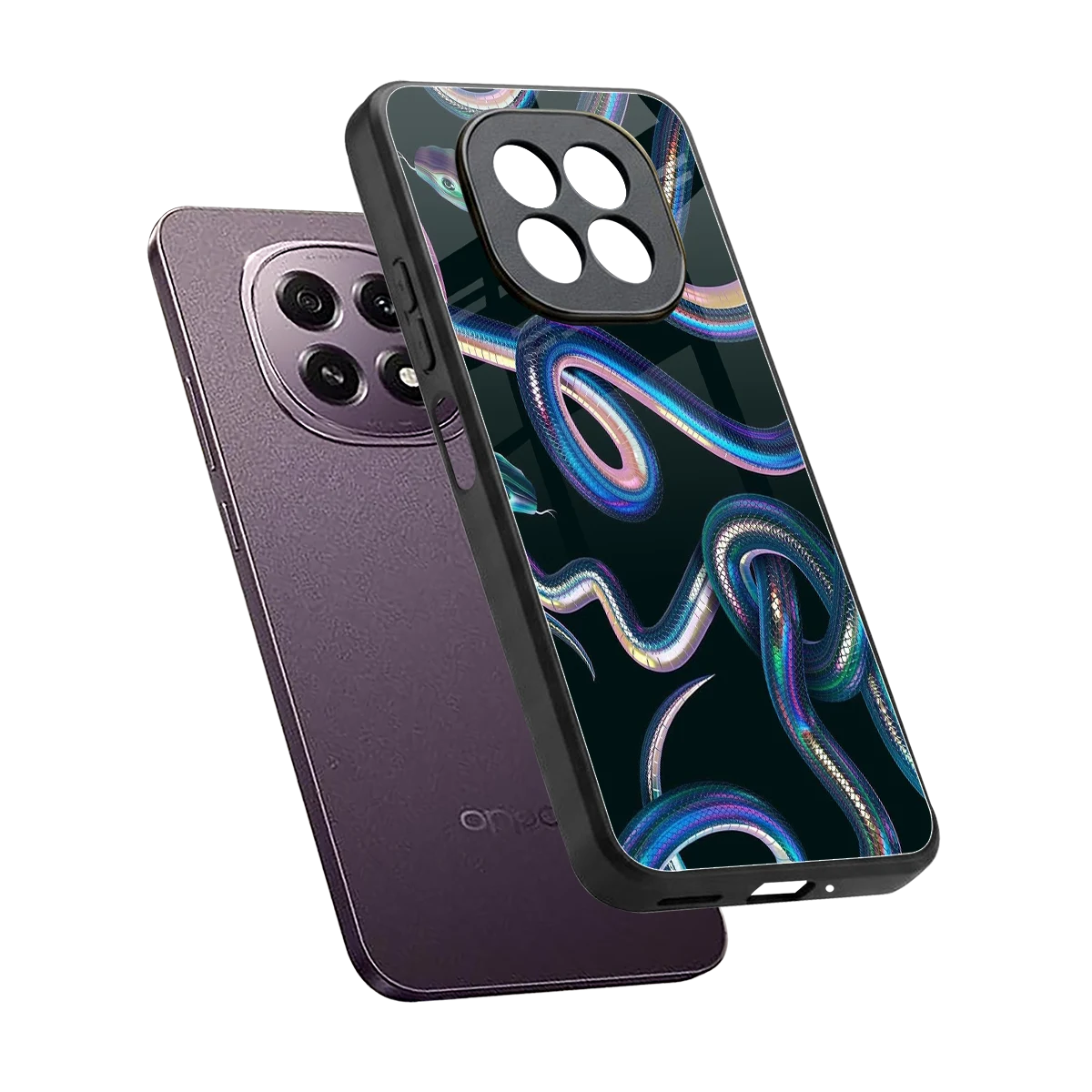 Snakes sleek oppo f29 5g cover with tempered glass back and TPU edges