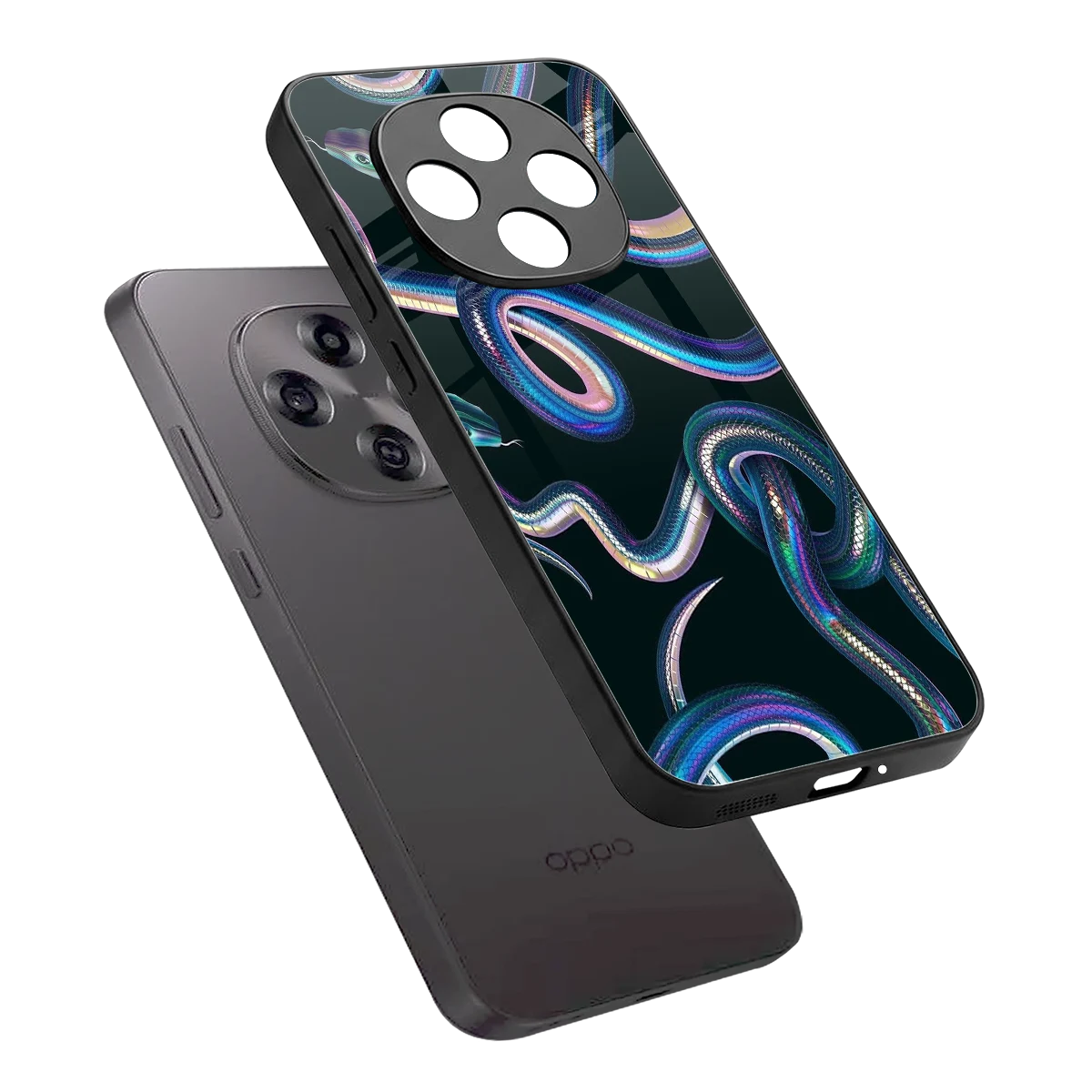 Snakes sleek oppo f31 pro 5g cover with tempered glass back and TPU edges