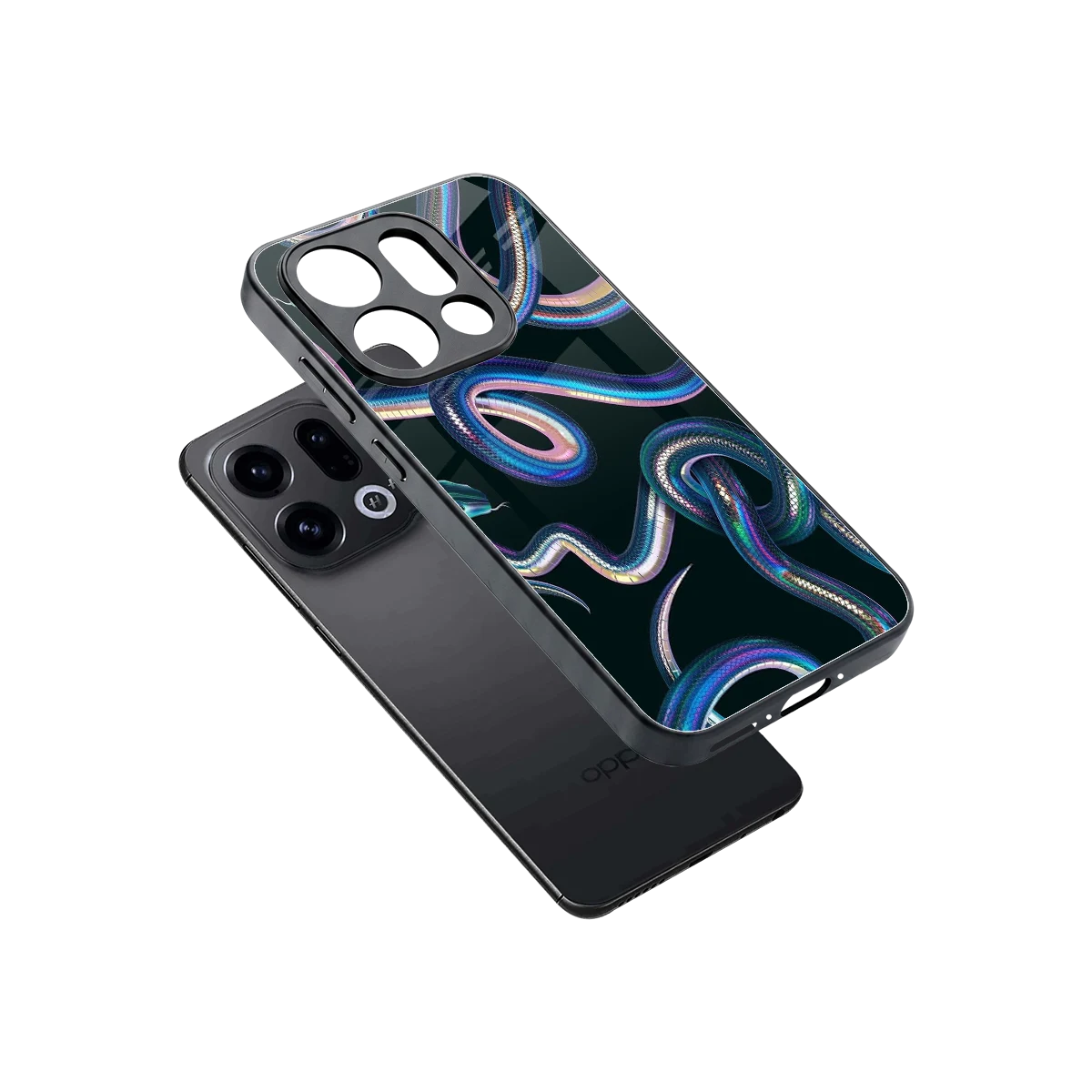 Snakes sleek oppo find x9 cover with tempered glass back and TPU edges