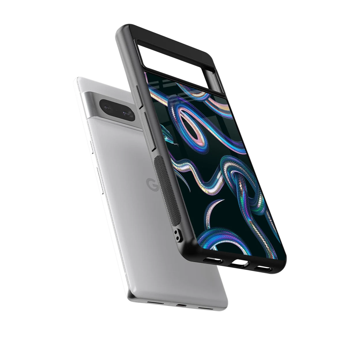 Snakes sleek google pixel 7a cover with tempered glass back and TPU edges