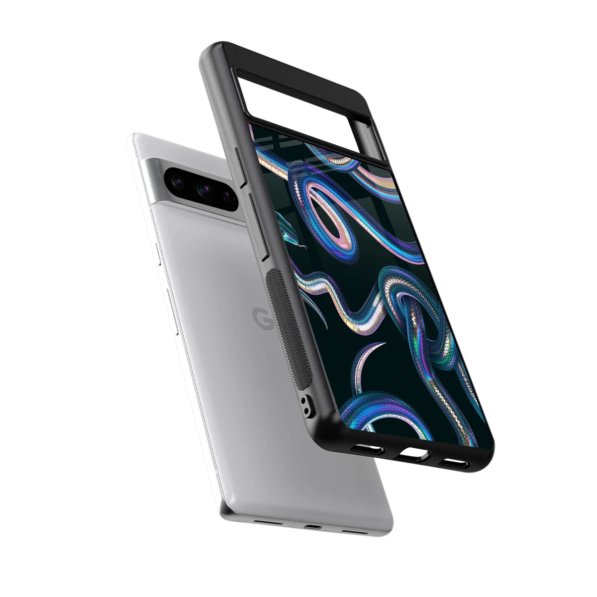 Snakes sleek google pixel 8 pro cover with tempered glass back and TPU edges