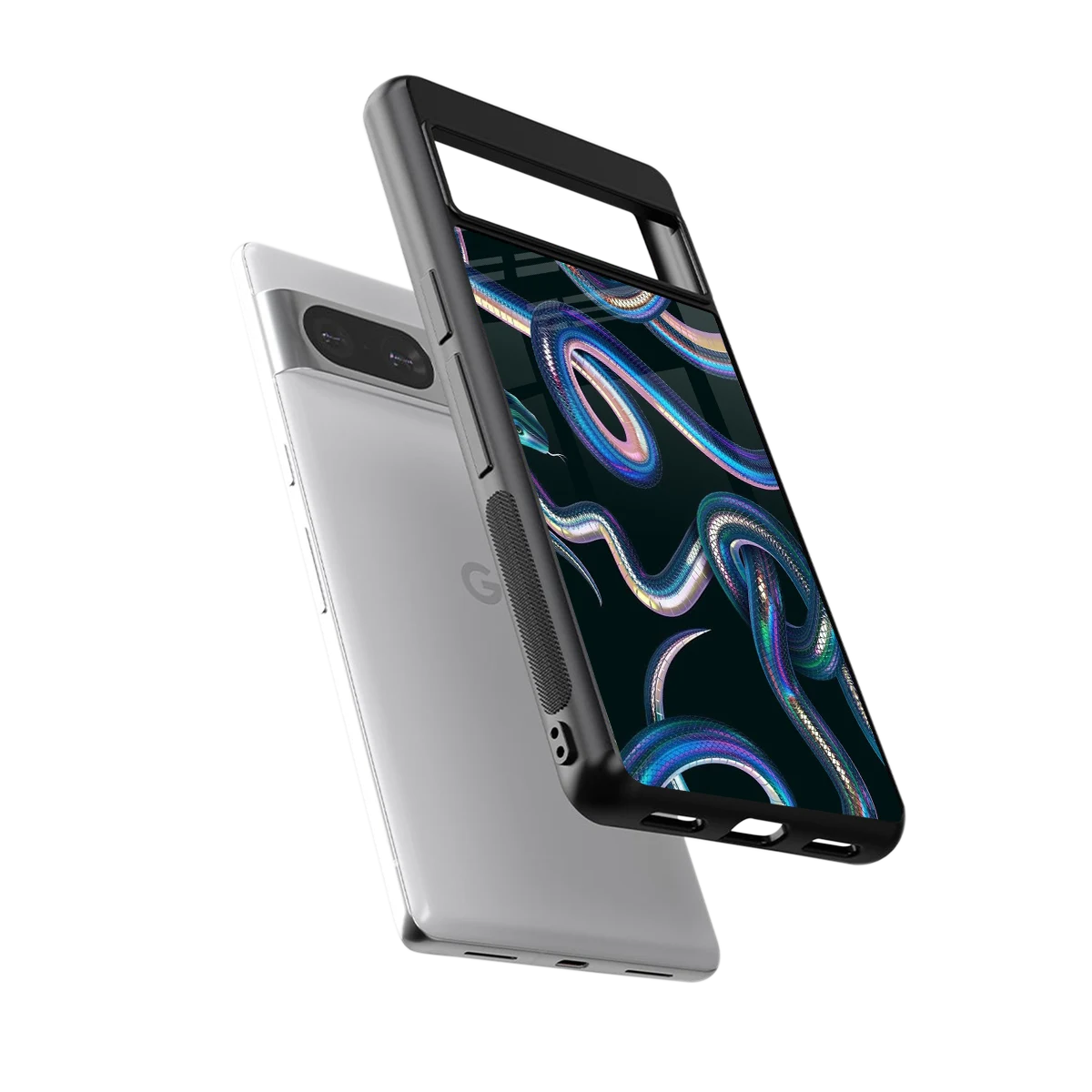 Snakes sleek google pixel 8 cover with tempered glass back and TPU edges