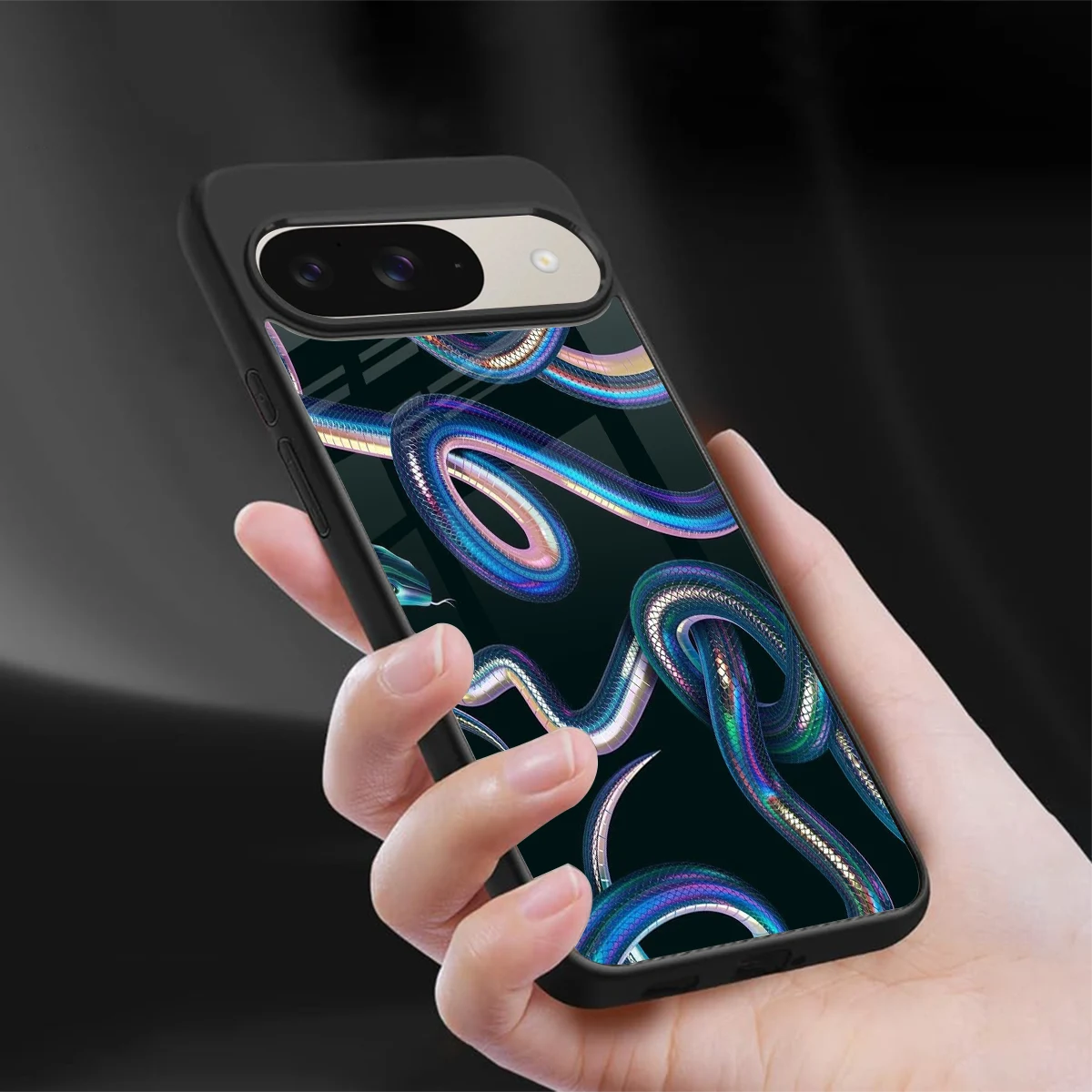 Snakes sleek google pixel 9 cover with tempered glass back and TPU edges