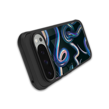 Snakes stylish phone case for google pixel 9 pro xl | glossy glass and slim fit