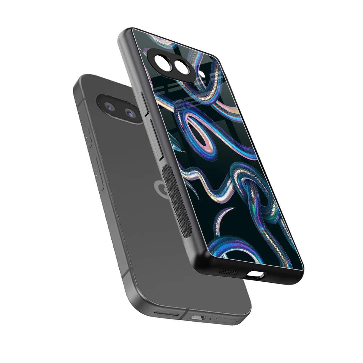 Snakes sleek google pixel 10a cover with tempered glass back and TPU edges