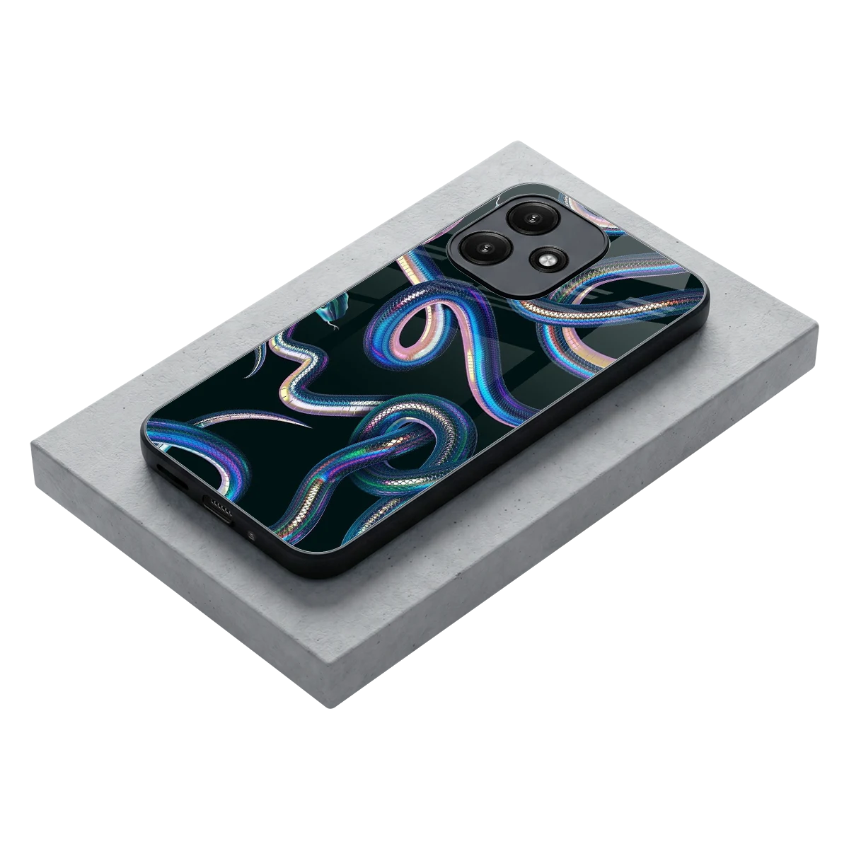 Snakes stylish phone case for redmi 12 5g | glossy glass and slim fit