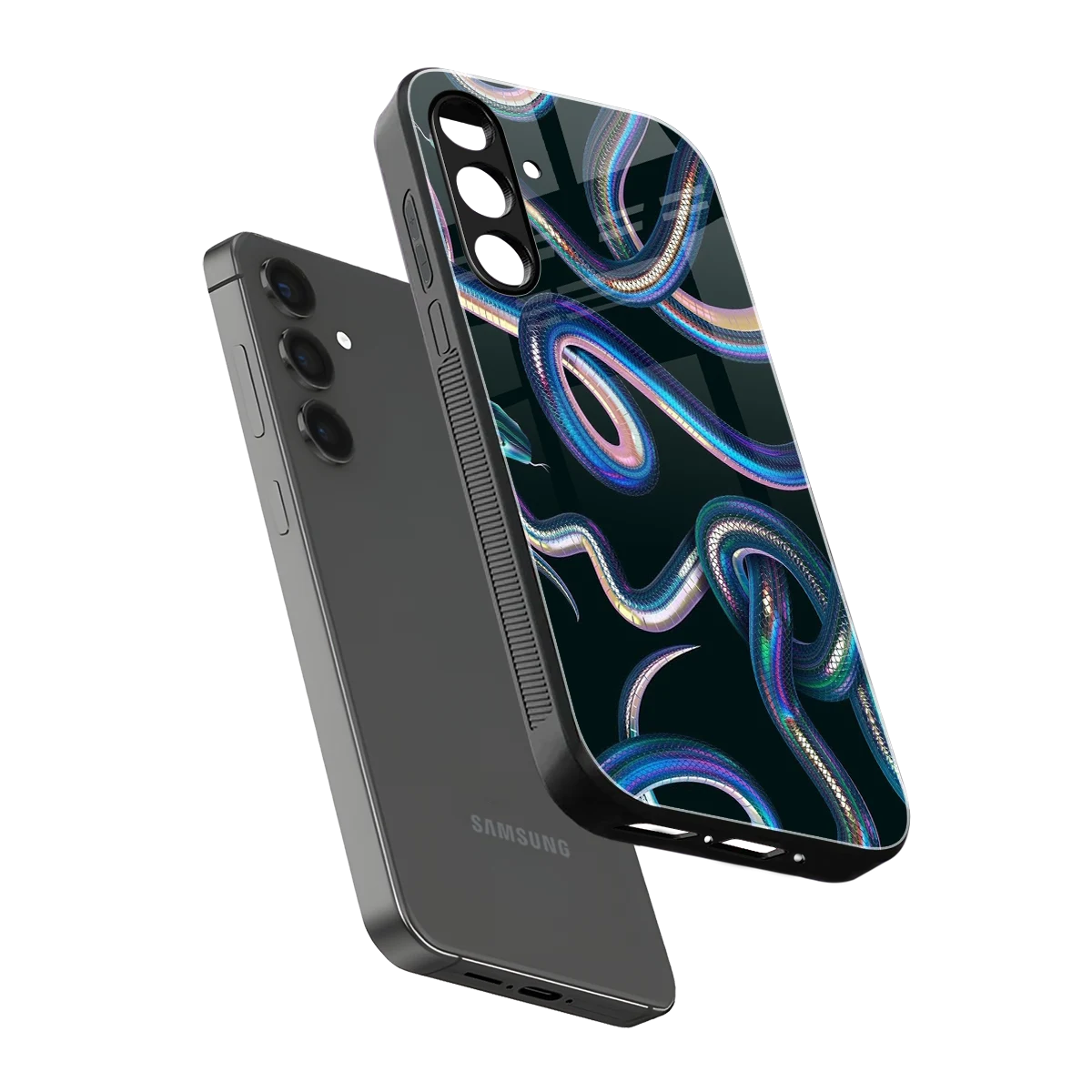 Snakes sleek samsung galaxy a55 5g cover with tempered glass back and TPU edges