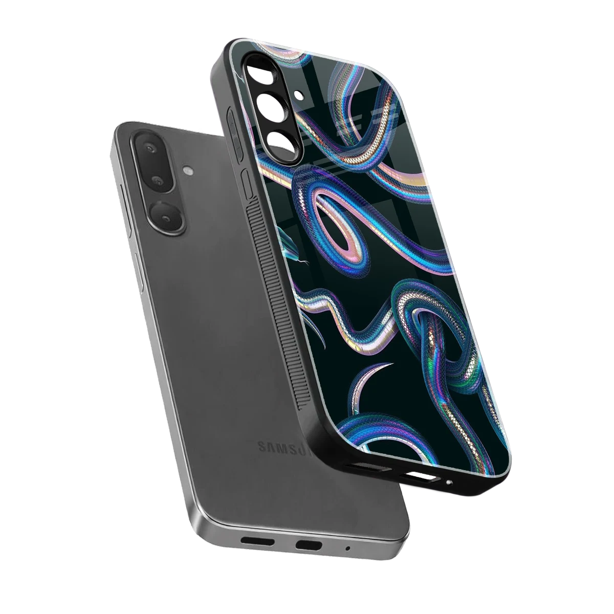 Snakes sleek samsung galaxy m16 5g cover with tempered glass back and TPU edges