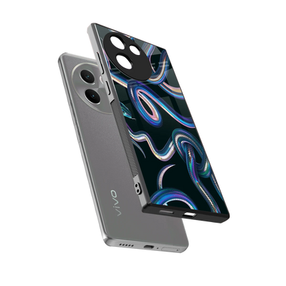 Snakes sleek vivo v30e cover with tempered glass back and TPU edges