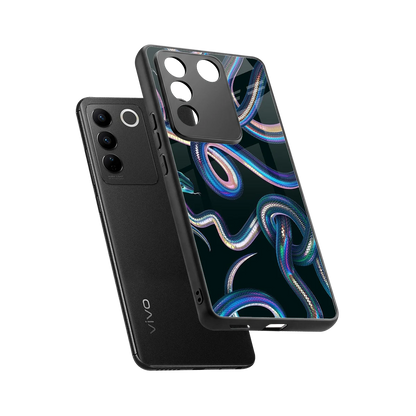 Snakes sleek vivo v27 5g cover with tempered glass back and TPU edges