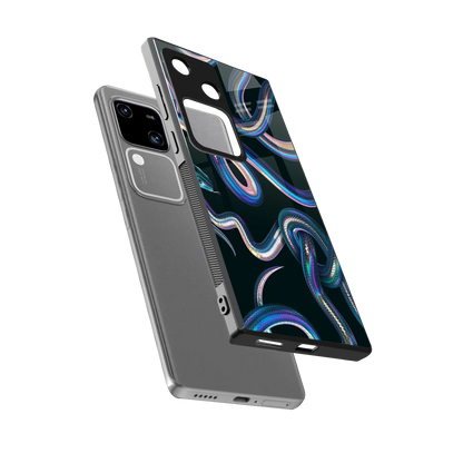 Snakes sleek vivo v30 cover with tempered glass back and TPU edges
