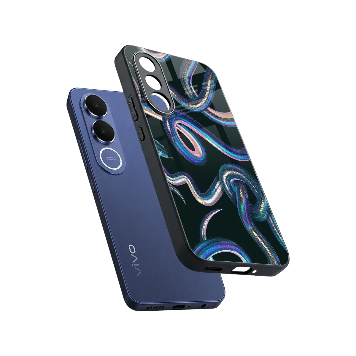 Snakes sleek vivo v70 fe cover with tempered glass back and TPU edges