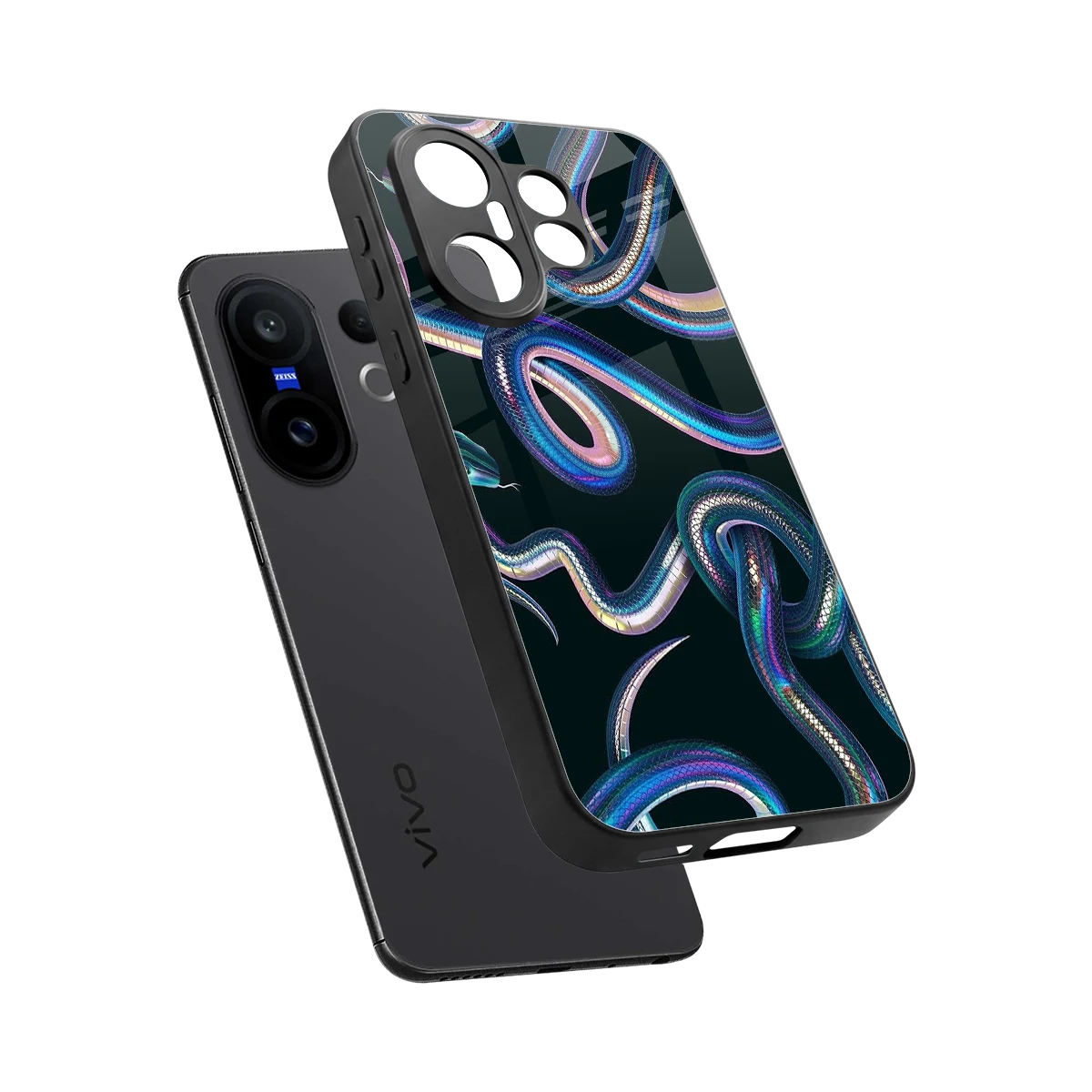 Snakes sleek vivo x200 fe cover with tempered glass back and TPU edges