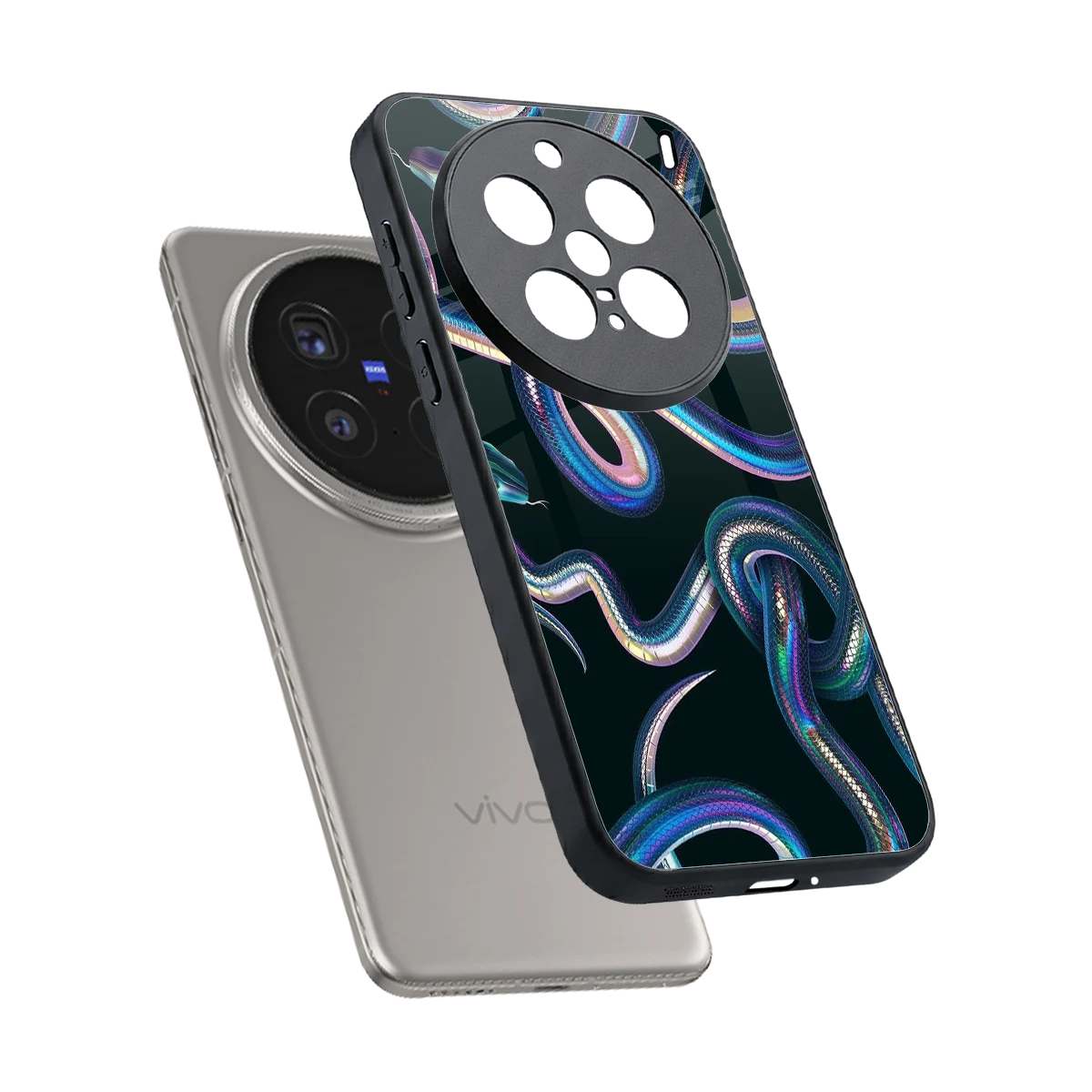 Snakes sleek vivo x200 pro cover with tempered glass back and TPU edges