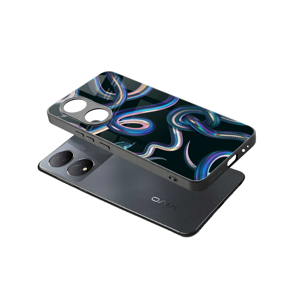 Snakes sleek Vivo-y100 cover with tempered glass back and TPU edges