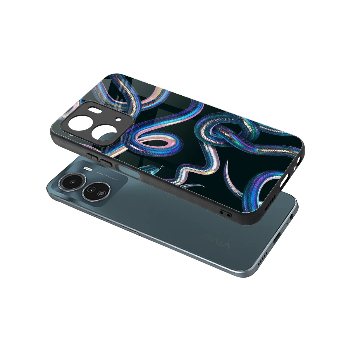 Snakes sleek vivo y16 cover with tempered glass back and TPU edges