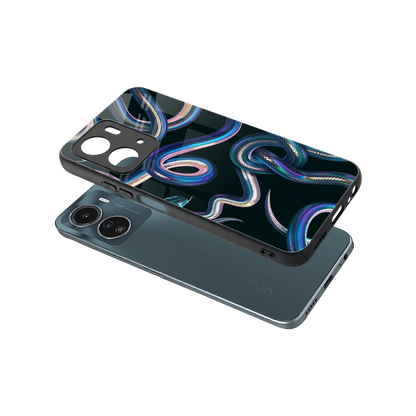 Snakes sleek vivo y16 cover with tempered glass back and TPU edges