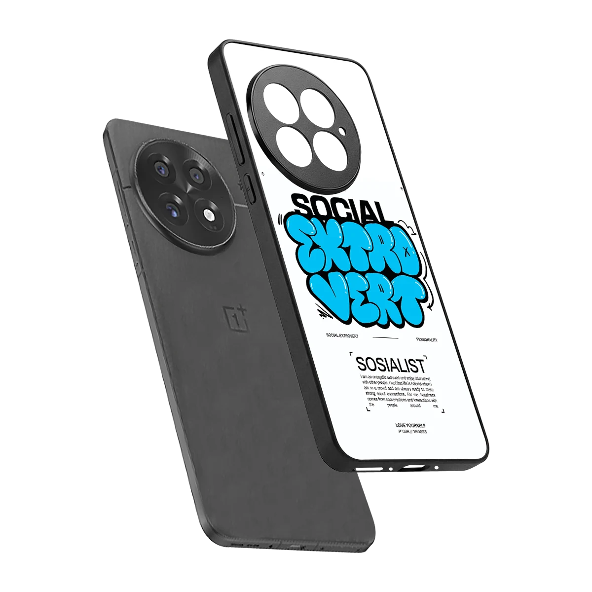 Social Extrovert sleek oneplus 13 cover with tempered glass back and TPU edges