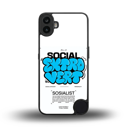 Social Extrovert back phone cover | glass case for cmf nothing phone 1