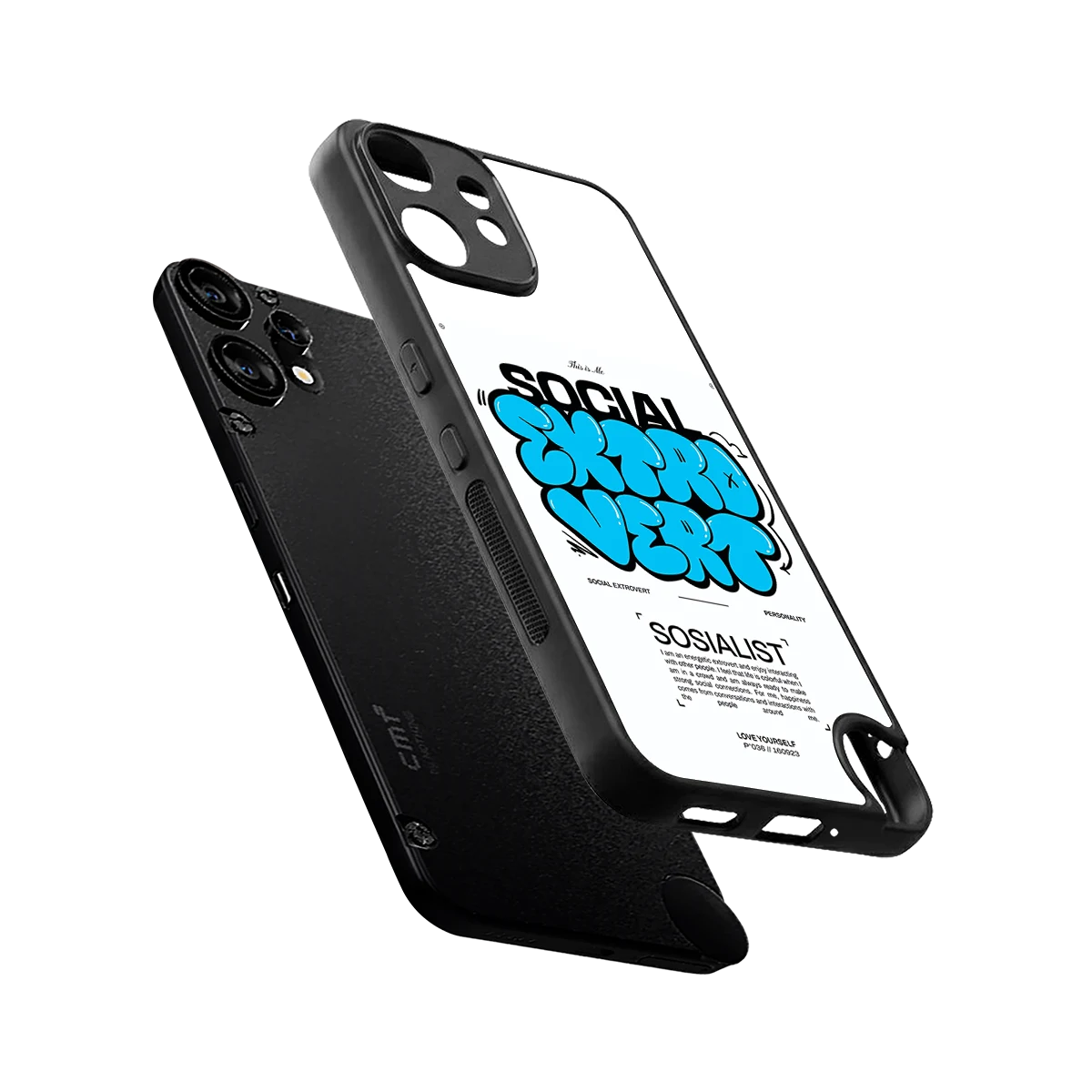 Social Extrovert sleek cmf nothing phone 2 pro cover with tempered glass back and TPU edges