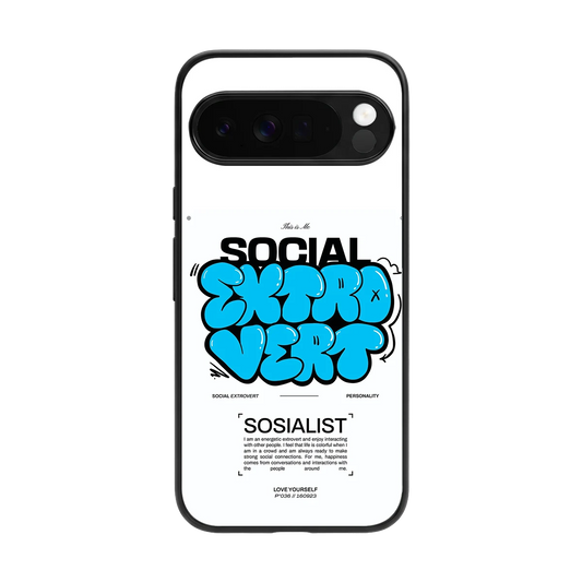 Social Extrovert back phone cover | glass case for google pixel 10 pro xl