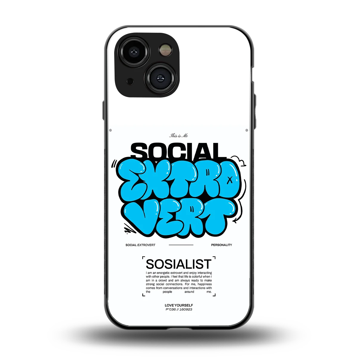 Social Extrovert back phone cover | glass case for iphone 13 mini