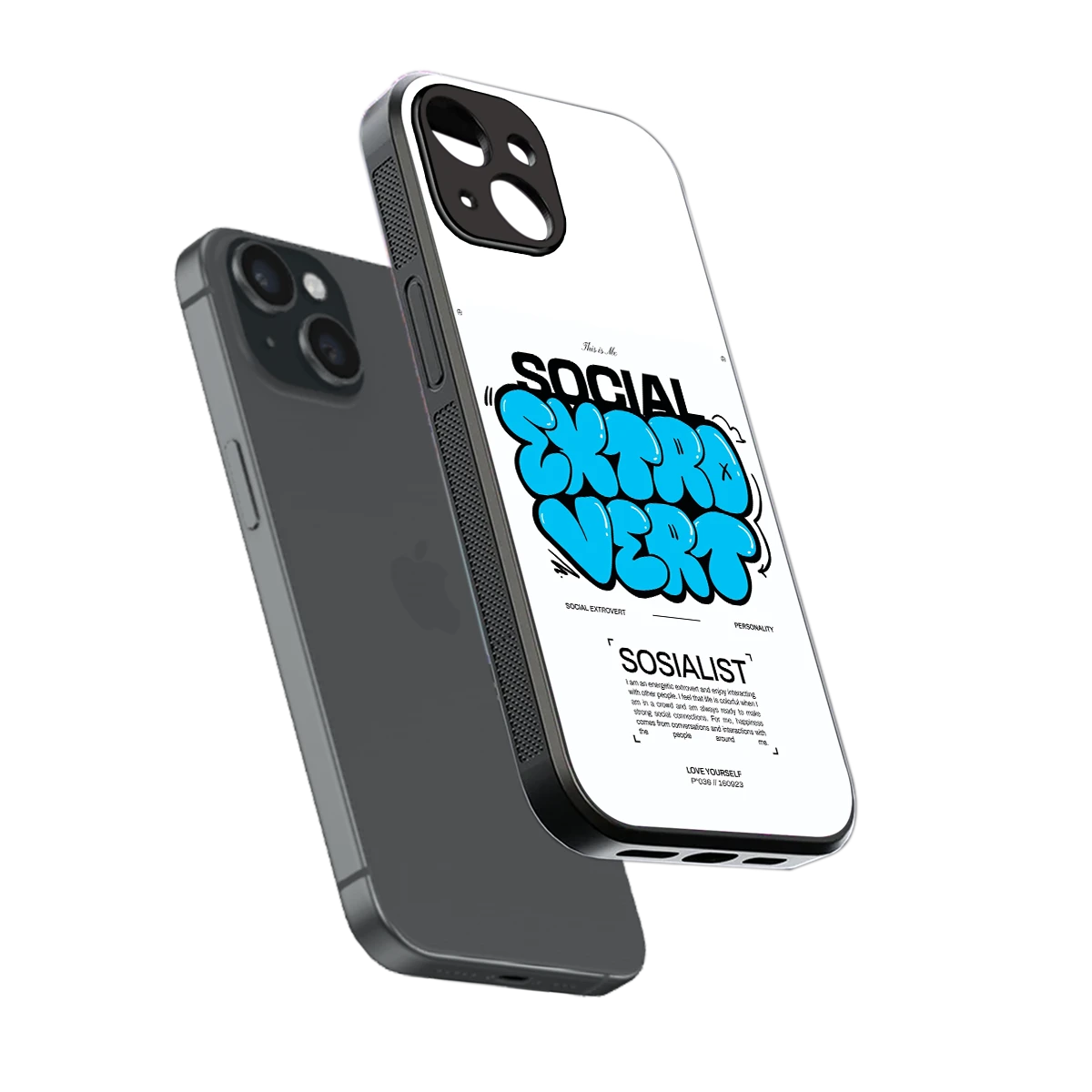 Social Extrovert sleek iphone 13 mini cover with tempered glass back and TPU edges