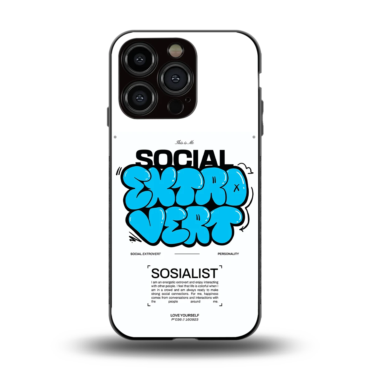 Social Extrovert back phone cover | glass case for iphone 13 pro