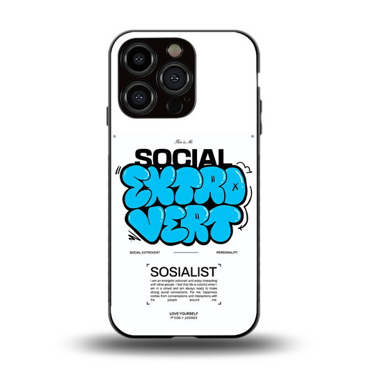 Social Extrovert back phone cover | glass case for iphone 13 pro