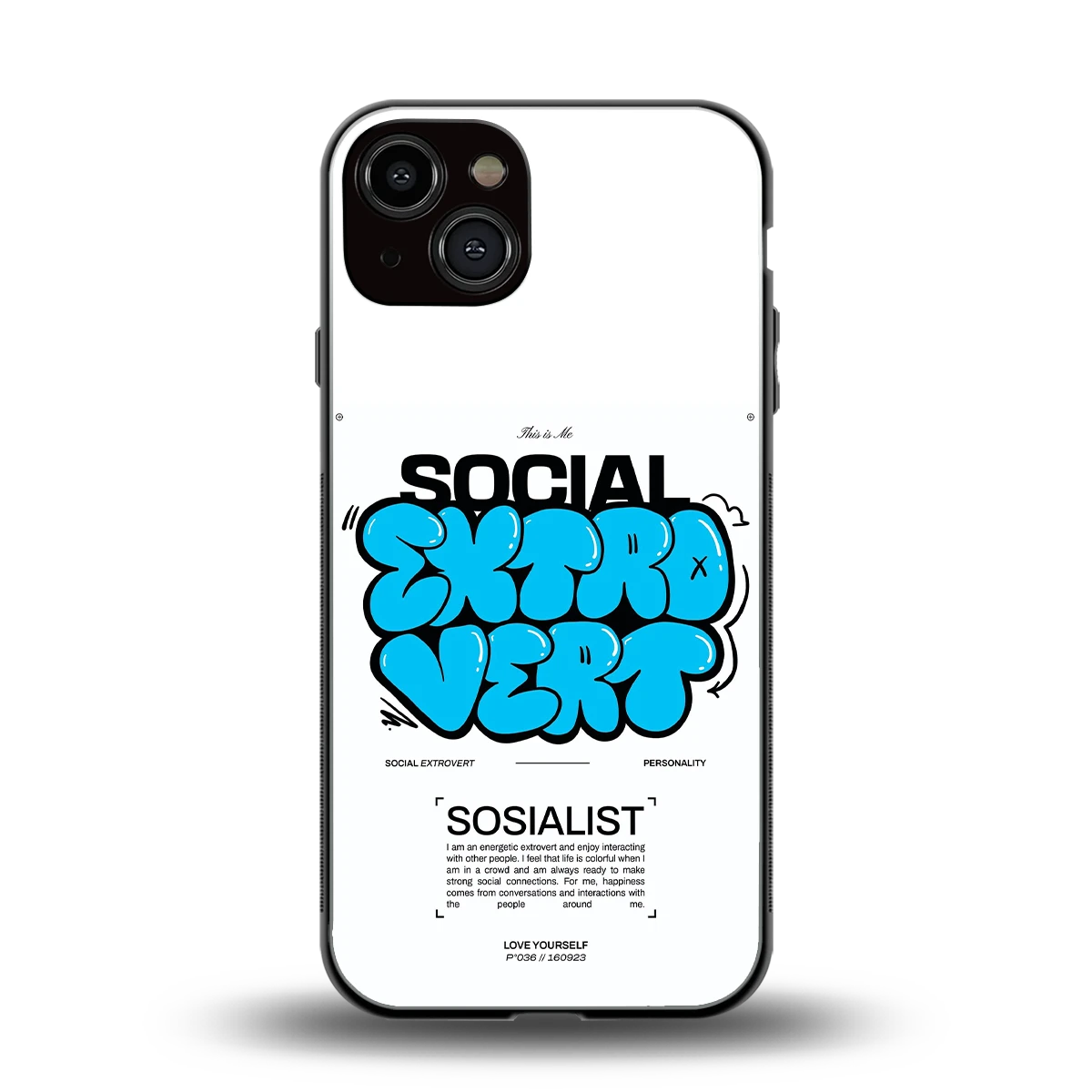 Social Extrovert back phone cover | glass case for iphone 13