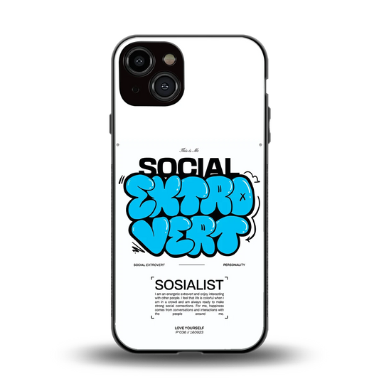 Social Extrovert back phone cover | glass case for iphone 14