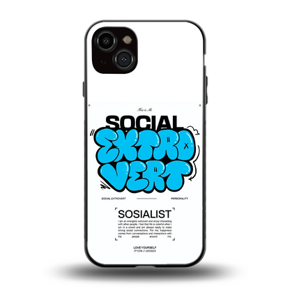 Social Extrovert back phone cover | glass case for iphone 15 plus