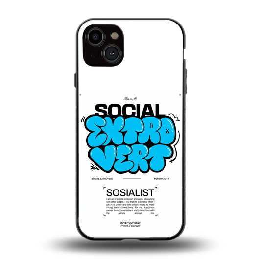 Social Extrovert back phone cover | glass case for iphone 15 plus