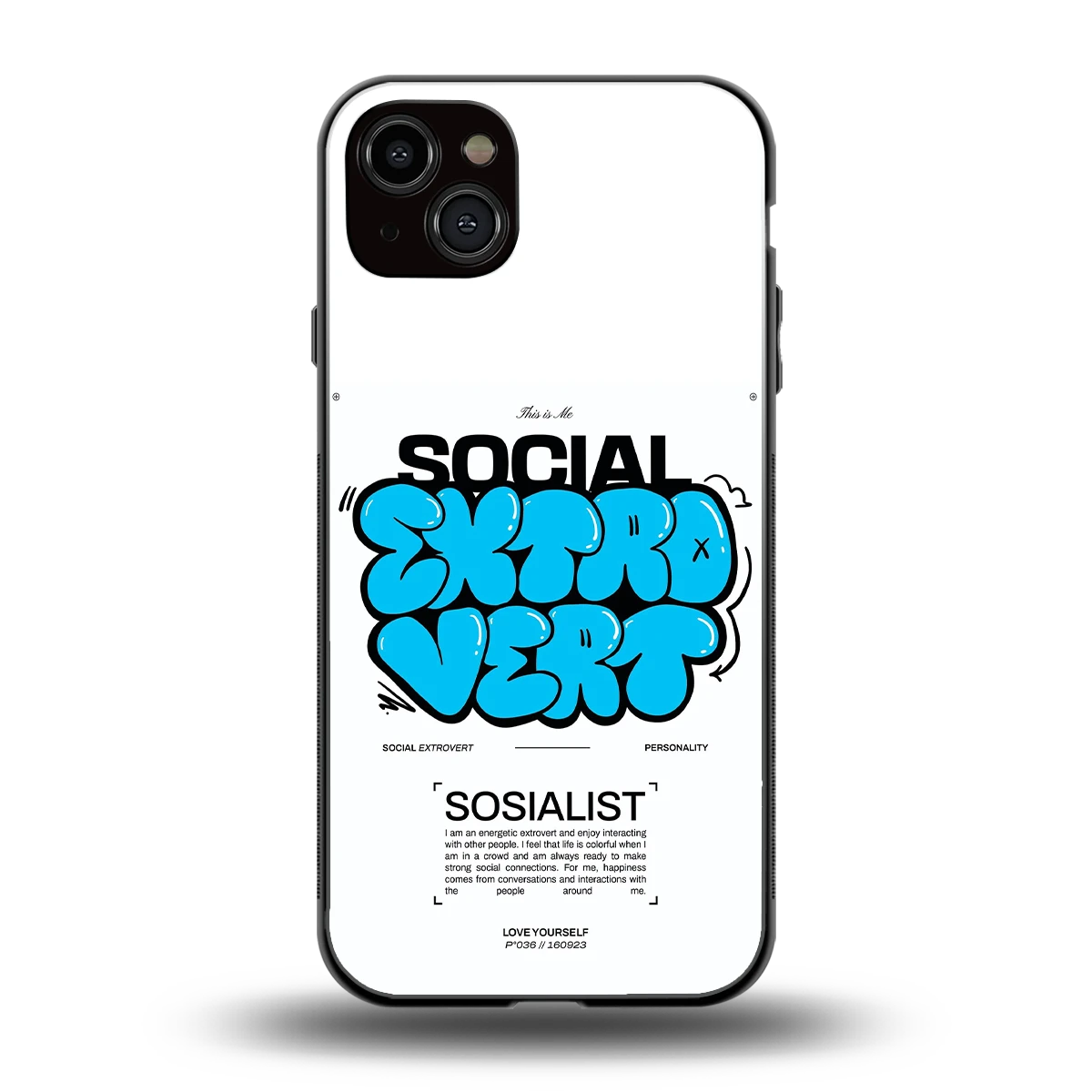 Social Extrovert back phone cover | glass case for iphone 14 plus