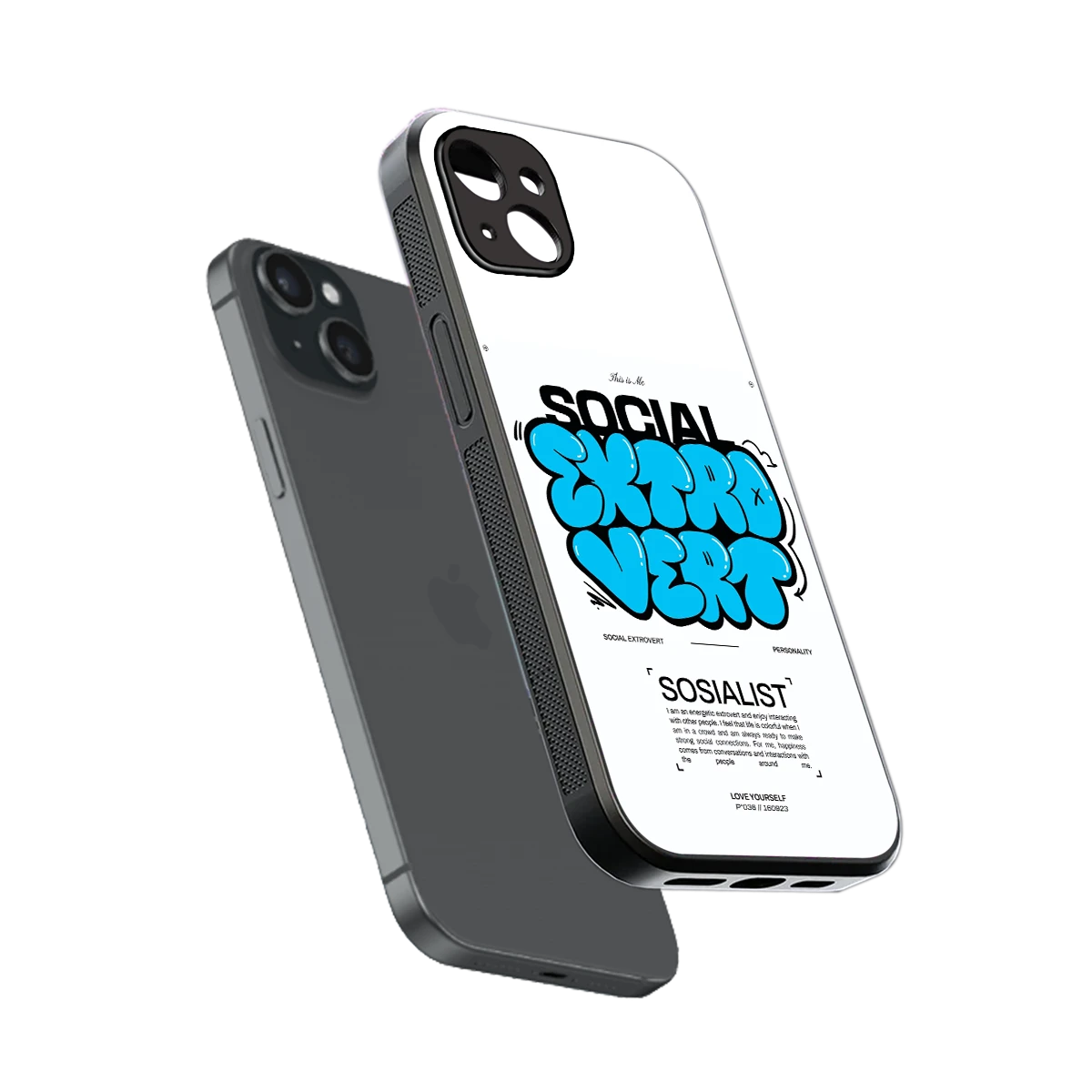 Social Extrovert sleek iphone 14 plus cover with tempered glass back and TPU edges
