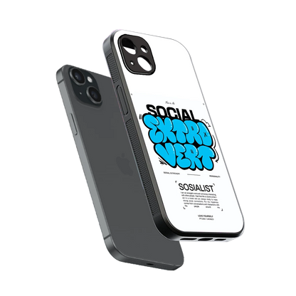 Social Extrovert sleek iphone 14 plus cover with tempered glass back and TPU edges