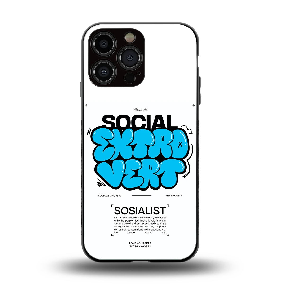 Social Extrovert back phone cover | glass case for iphone 15 pro max