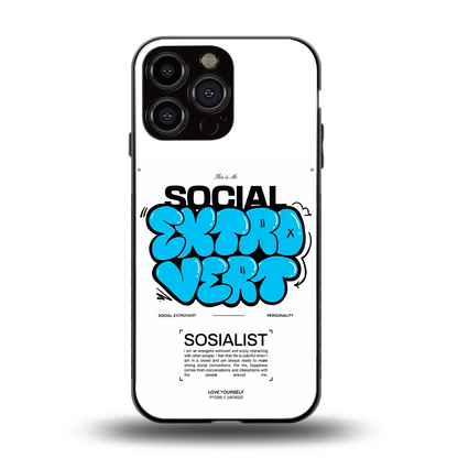 Social Extrovert back phone cover | glass case for iphone 15 pro max