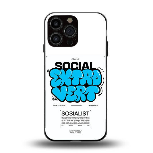 Social Extrovert back phone cover | glass case for iphone 15 pro max