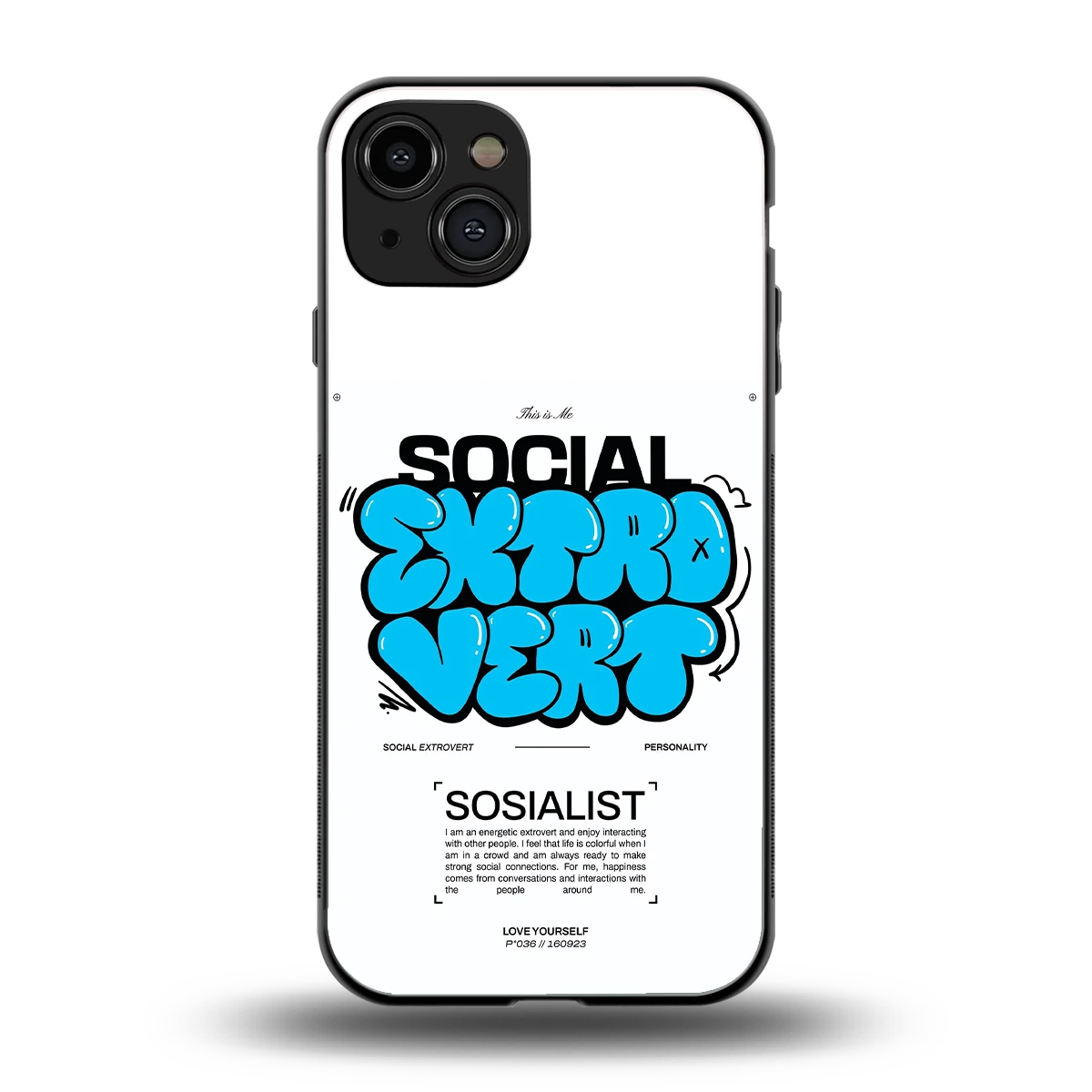 Social Extrovert back phone cover | glass case for iphone 15