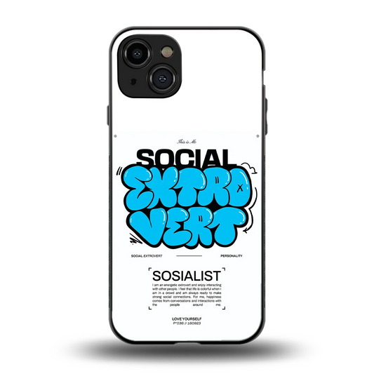 Social Extrovert back phone cover | glass case for iphone 15
