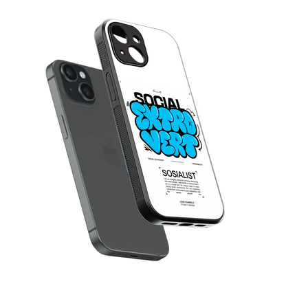 Social Extrovert sleek iphone 15 cover with tempered glass back and TPU edges