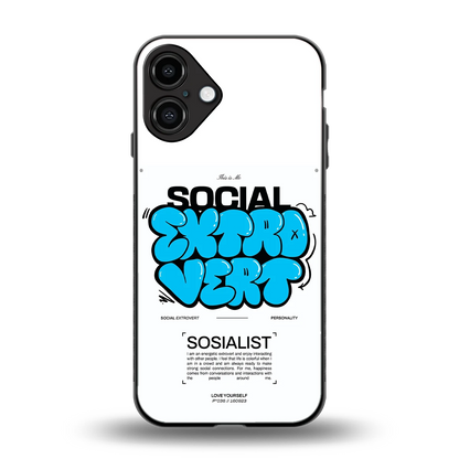 Social Extrovert back phone cover | glass case for iphone 16 plus
