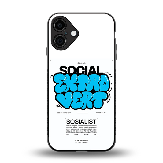 Social Extrovert back phone cover | glass case for iphone 16 plus