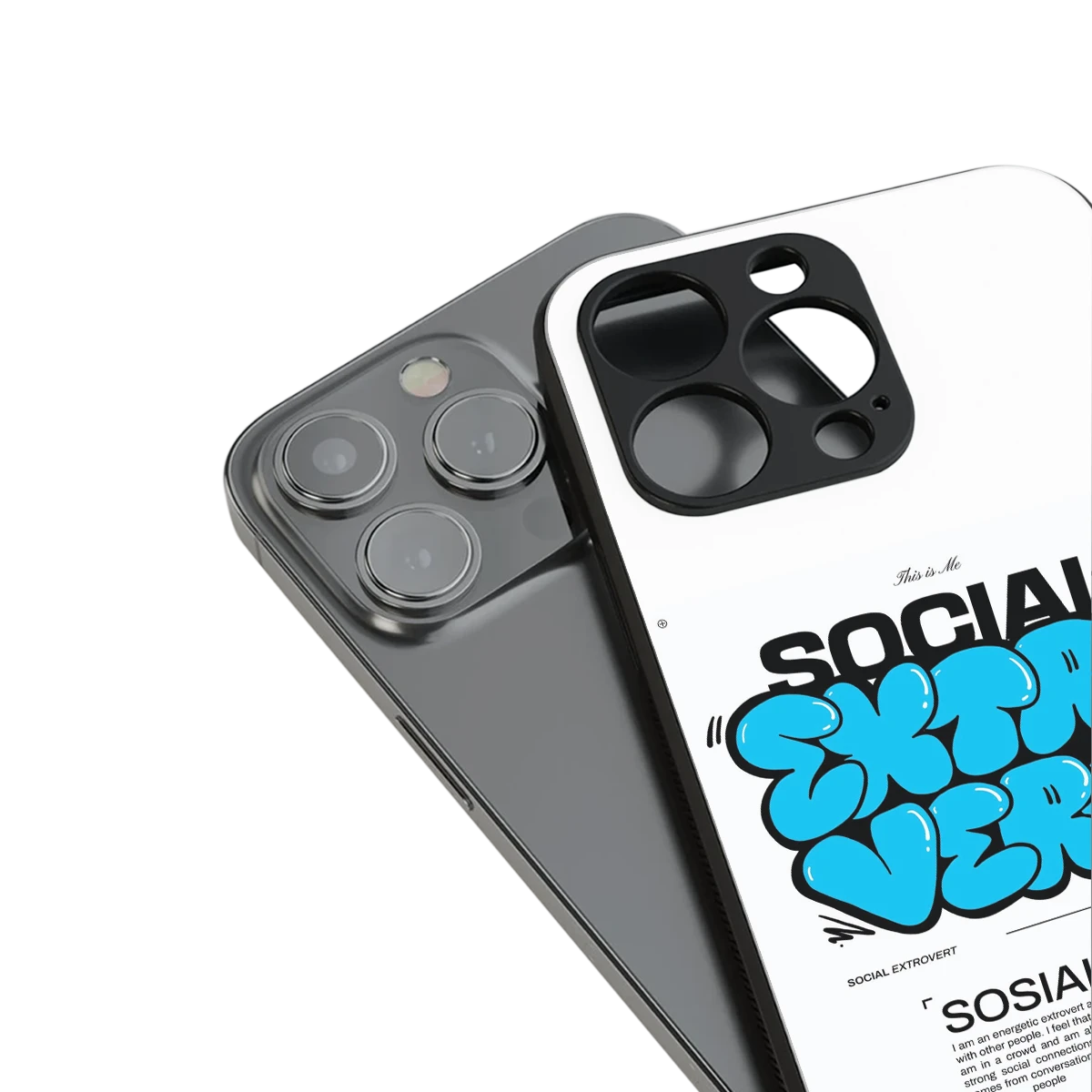 Social Extrovert stylish phone case for iphone 15 plus | glossy glass and slim fit